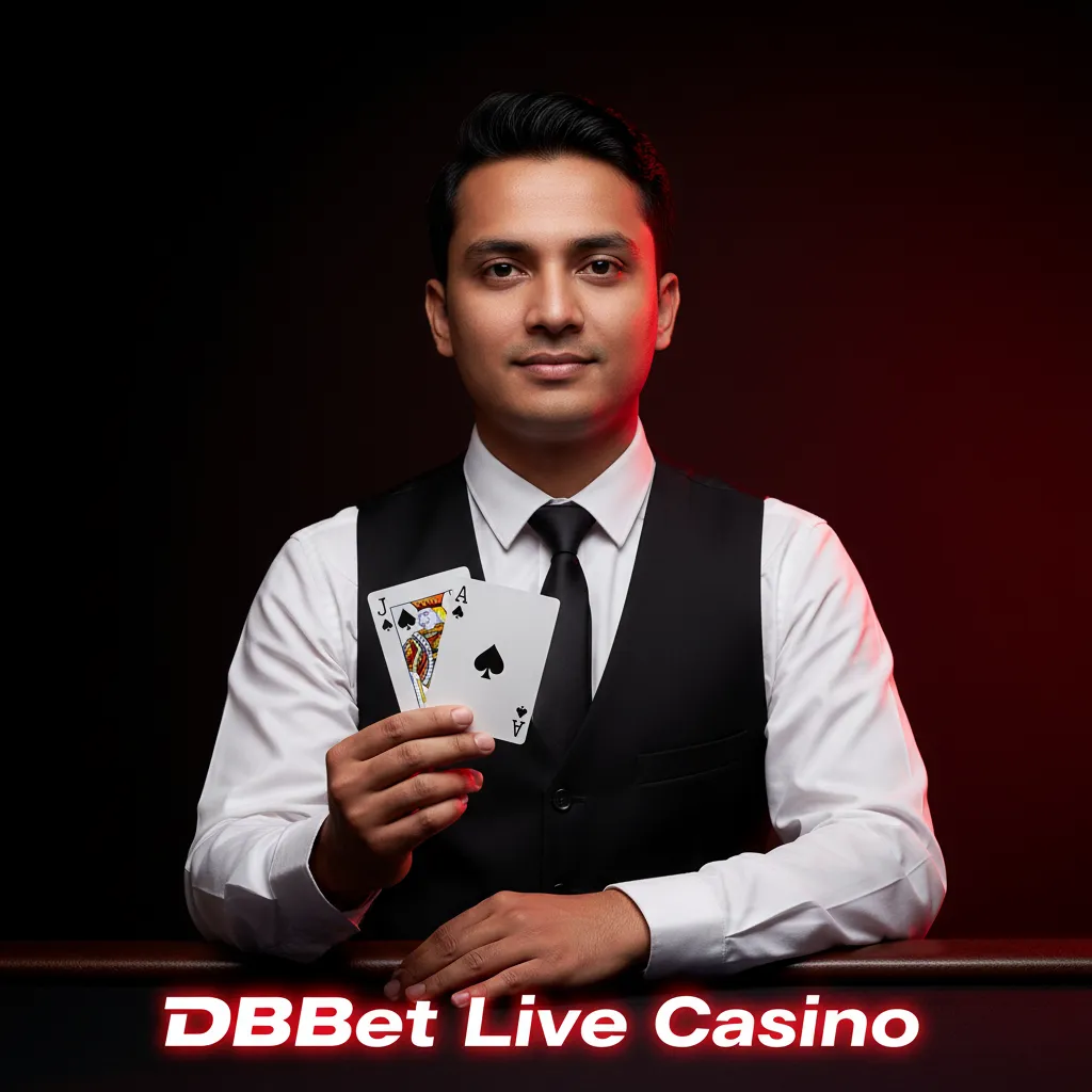 DBBet Live Casino: live dealers with Blackjack, Roulette, Andar Bahar, Teen Patti, Baccarat, Dragon Tiger, Mega Wheel.